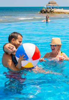 Family at the pool